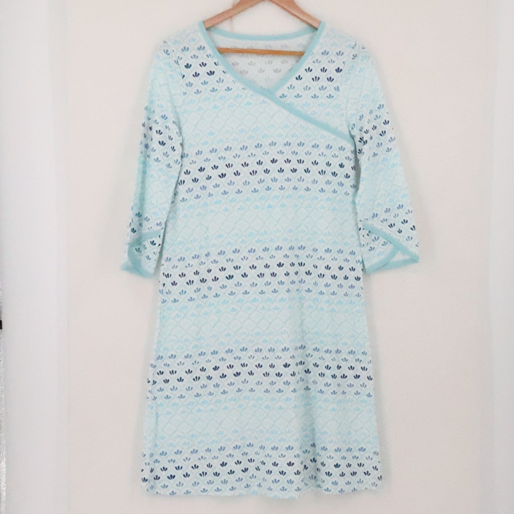 Garnet Hill Green Cotton Nightgown Sleep Dress Womens Size XS Turquoise Organic